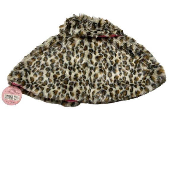 Dottie Loves Capelet Girls Extra Small / Small Leopard Faux Fur Toddler Cape - Picture 2 of 5